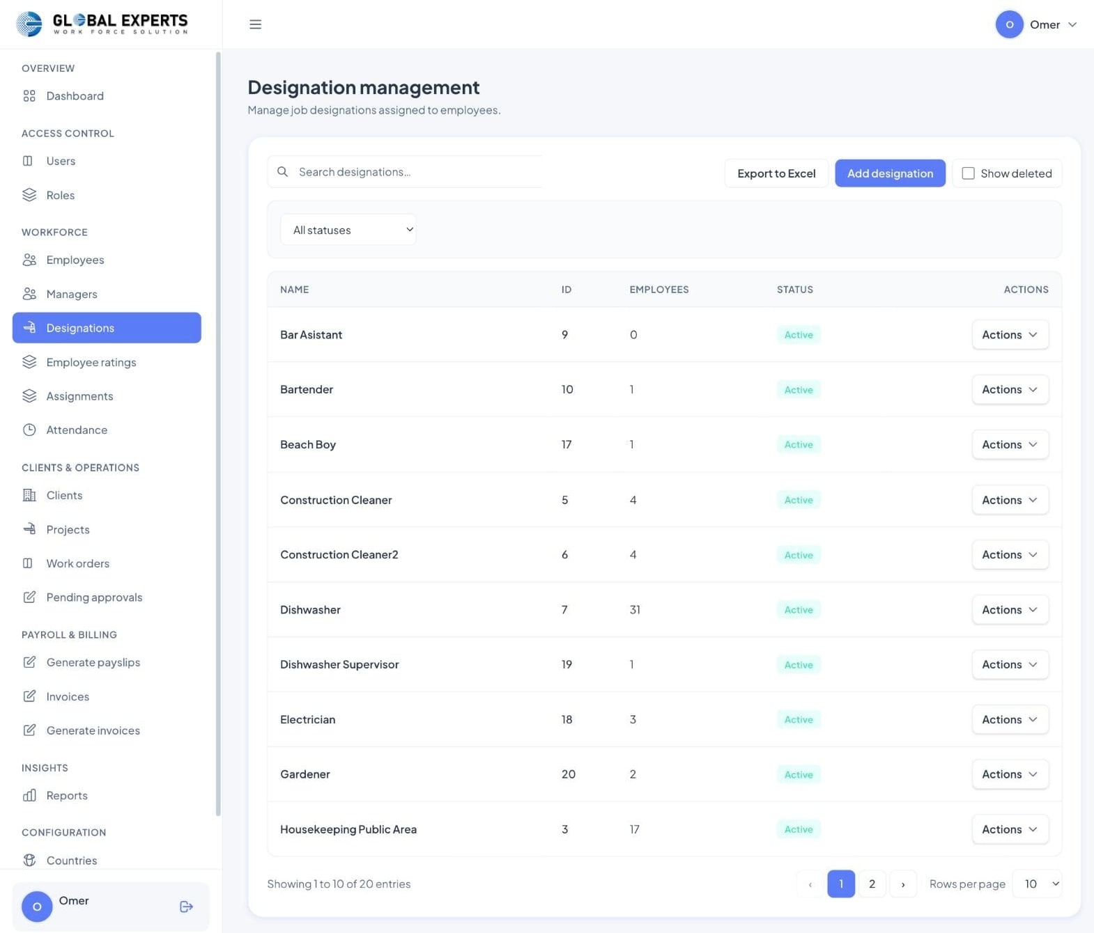 Global Experts — workforce management CRM — 1